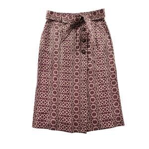 Marie Oliver Midi Skirt Sz 2 Geometric Shibori Button Front Tie Waist Cotton